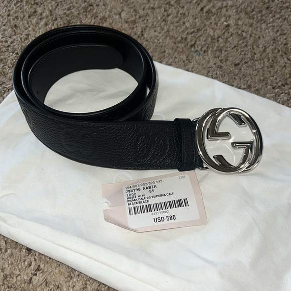 GUCCI MENS WIDE BELT WITH INTERLOCKING G BUCKLE NWT - Picture 4 of 7